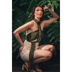 Elara hand-knotted top worn over a slip dress 