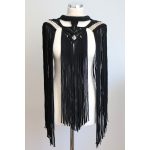 Obsidian fringe macramé cape