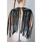 Obsidian fringe macramé cape