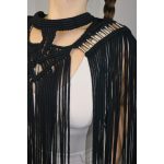 Obsidian fringe macramé cape