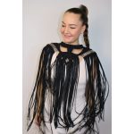 Obsidian fringe macramé cape