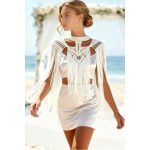 Obsidian fringe macramé cape