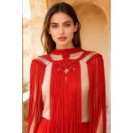 Obsidian fringe macramé cape